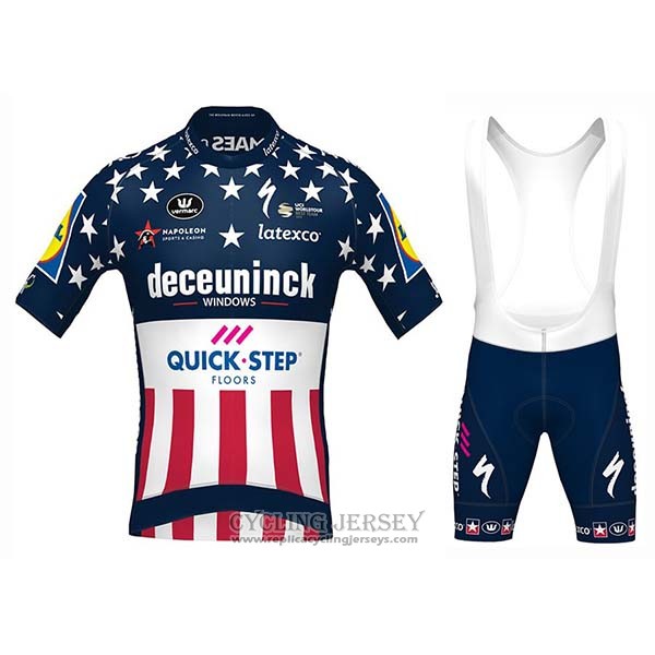 2020 Cycling Jersey Deceuninck Quick Step Champion USA Short Sleeve And Bib Short